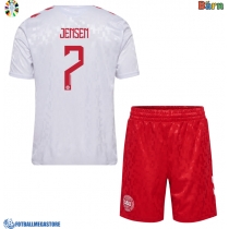 Fotballdrakt Barn Danmark Mathias Jensen #7 Bortedraktsett EM 2024 Kortermet (+ Korte bukser)